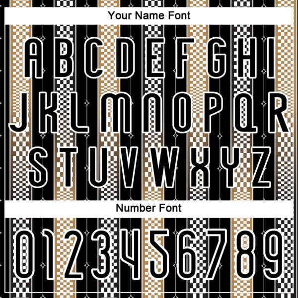 Custom Black Old Gold-White Geometric Shape Sublimation Volleyball Uniform Jersey