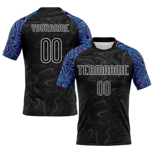 Volleyball0198 Custom Black Powder Blue Pink-Purple Liquid Fluid Sublimation Volleyball Uniform Jersey