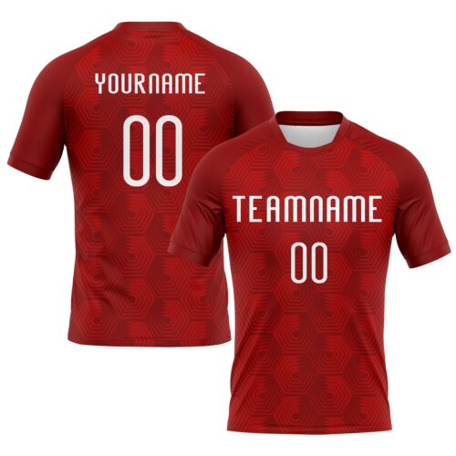 Volleyball0200 Custom Red White Geometric Shape Sublimation Volleyball Uniform Jersey