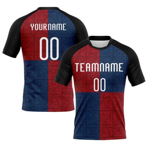 Volleyball0204 Custom Black Red-Royal Geometric Shape Sublimation Volleyball Uniform Jersey