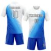 Custom Thunder Blue White-Black Geometric Shape And Lines Sublimation Volleyball Uniform Jersey
