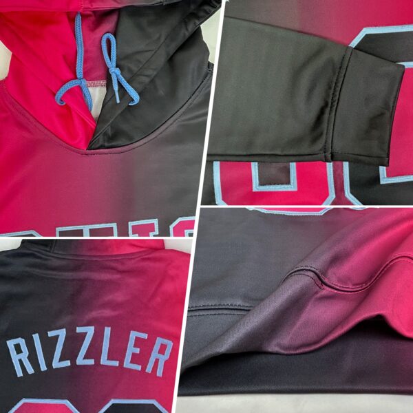 Custom Stitched Black Pink-Light Blue Gradient Fashion Sports Pullover Sweatshirt Hoodie