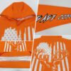 Custom Bay Orange White-Black 3D American Flag And Deer Hunting Sports Pullover Sweatshirt Hoodie