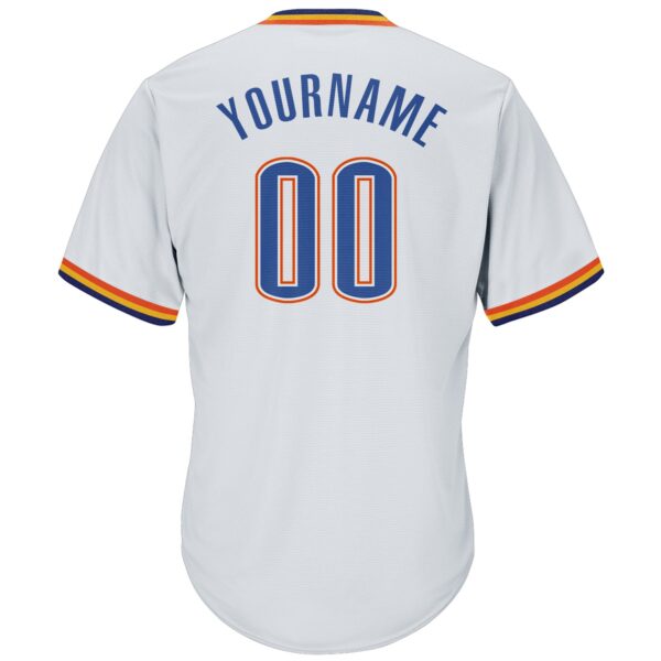 Custom White Blue Navy-Orange Authentic Throwback Rib-Knit Baseball Jersey Shirt