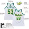 Custom White Kelly Green-Gold Authentic Throwback Basketball Jersey