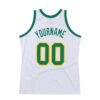 Custom White Kelly Green-Gold Authentic Throwback Basketball Jersey