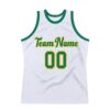 Custom White Kelly Green-Gold Authentic Throwback Basketball Jersey