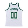 Custom White Hunter Green-Cream Authentic Throwback Basketball Jersey