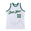 Custom White Hunter Green-Cream Authentic Throwback Basketball Jersey