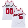 Custom White Red-Black Authentic Throwback Basketball Jersey