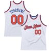 Custom White Orange-Royal Authentic Throwback Basketball Jersey
