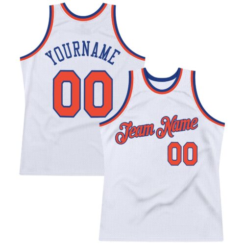 White0463 Custom White Orange-Royal Authentic Throwback Basketball Jersey