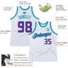 Custom White Purple-Teal Authentic Throwback Basketball Jersey