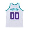 Custom White Purple-Teal Authentic Throwback Basketball Jersey