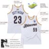 Custom White Navy-Old Gold Authentic Throwback Basketball Jersey