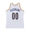 Custom White Navy-Old Gold Authentic Throwback Basketball Jersey