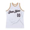 Custom White Navy-Old Gold Authentic Throwback Basketball Jersey
