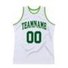 Custom White Hunter Green-Neon Green Authentic Throwback Basketball Jersey