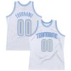 Custom White Light Gray-Light Blue Authentic Throwback Basketball Jersey