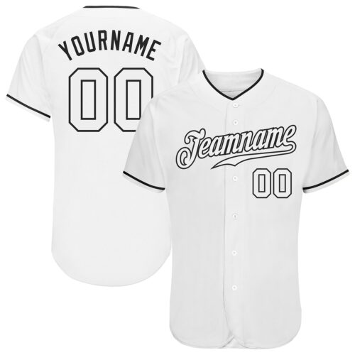 White0505 Custom White White-Black Authentic Baseball Jersey