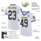 Custom White Navy-Light Blue Mesh Authentic Throwback Football Jersey