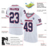 Custom White Navy-Red Mesh Authentic Throwback Football Jersey