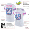 Custom White Light Blue-Pink Mesh Authentic Football Jersey