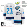 Custom White Blue-Navy Hockey Jersey