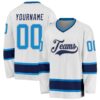Custom White Blue-Navy Hockey Jersey