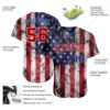 Custom White Red-Royal 3D American Flag Fashion Authentic Baseball Jersey