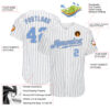 Custom White Navy Pinstripe Light Blue-Gray Authentic Baseball Jersey