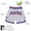 Custom White Royal Pinstripe Royal-Orange Authentic Basketball Shorts