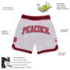 Custom White Red Pinstripe Red-Black Authentic Basketball Shorts