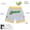 Custom White Kelly Green Pinstripe Kelly Green-Gold Authentic Basketball Shorts