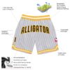 Custom White Brown Pinstripe Brown-Gold Authentic Basketball Shorts
