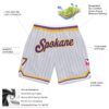 Custom White Purple Pinstripe Purple-Gold Authentic Basketball Shorts