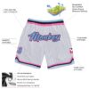 Custom White Light Blue Pinstripe Light Blue-Pink Authentic Basketball Shorts