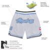 Custom White Light Blue Pinstripe Light Blue-Black Authentic Basketball Shorts