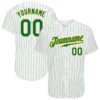 Custom White Kelly Green Pinstripe Kelly Green-Gold Authentic Baseball Jersey