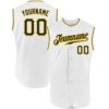 Custom White Black-Gold Authentic Sleeveless Baseball Jersey