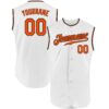 Custom White Orange-Black Authentic Sleeveless Baseball Jersey