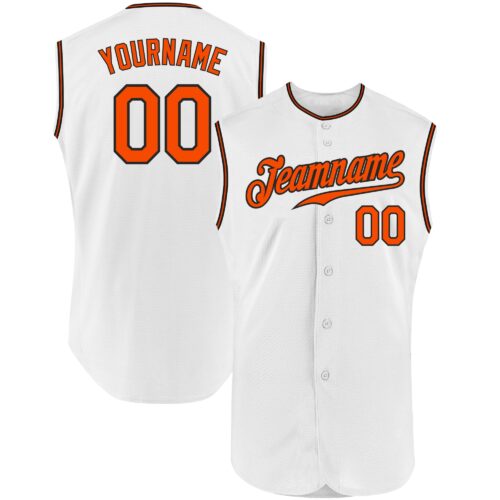 White0925 Custom White Orange-Black Authentic Sleeveless Baseball Jersey