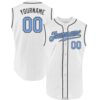 Custom White Light Blue-Steel Gray Authentic Sleeveless Baseball Jersey