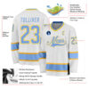 Custom White Light Blue-Gold Hockey Jersey