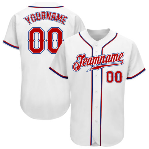 White0962 Custom White Red-Royal Authentic Baseball Jersey