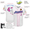 Custom White Pink-Light Blue Authentic Baseball Jersey