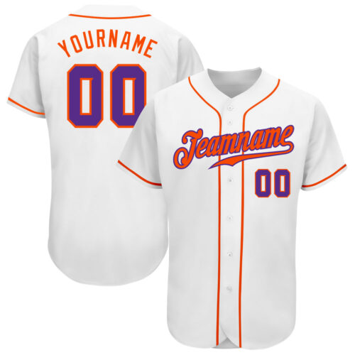 White0967 Custom White Purple-Orange Authentic Baseball Jersey