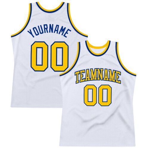 White0983 Custom White Gold-Royal Authentic Throwback Basketball Jersey