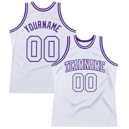 White0987 Custom White White-Purple Authentic Throwback Basketball Jersey