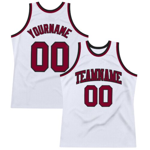 White0994 Custom White Maroon-Black Authentic Throwback Basketball Jersey